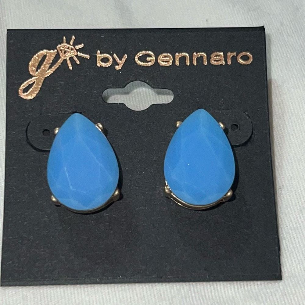 G by Gennaro Opaque Blue Pear Shape Stud Earrings